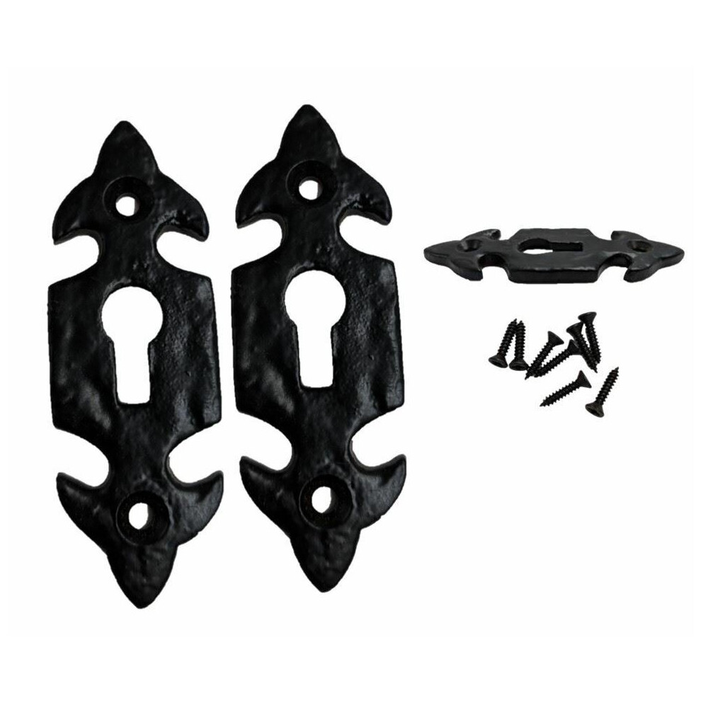 2Pc Black Antique Escutcheon Traditional Style Keyhole Door Lock Cover Plate 5017403081456