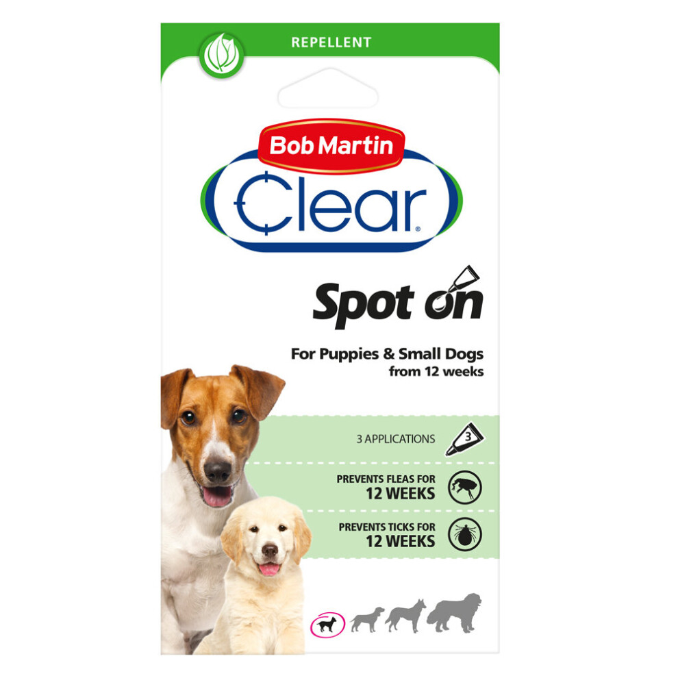 (40 Weeks) Bob Martin Clear Flea & Tick Spot On For Puppies & Small Dogs