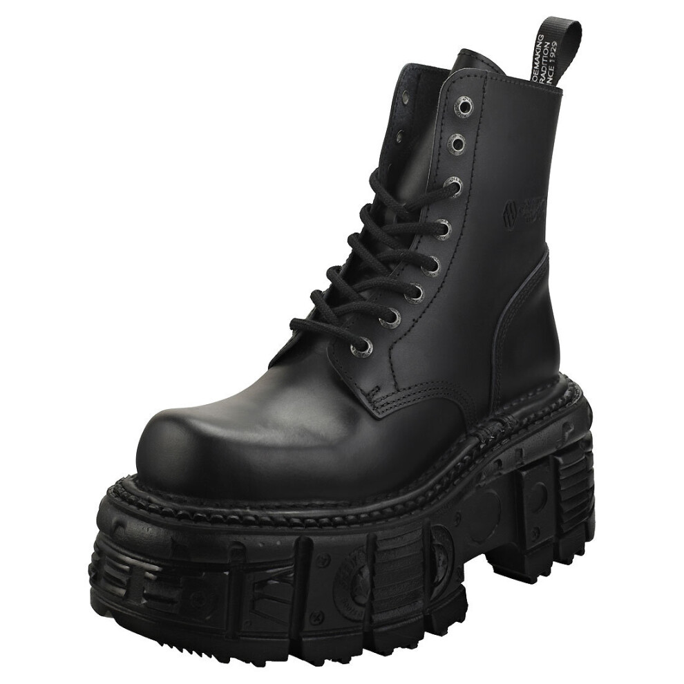 New Rock Metallic M-mili084n-s5 Unisex Platform Boots in Black - 6 UK