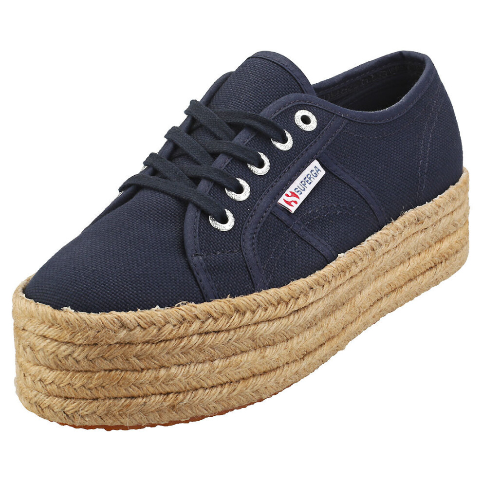 Superga 2790 Cotropew Womens Flatform Trainers in Navy - 8 UK