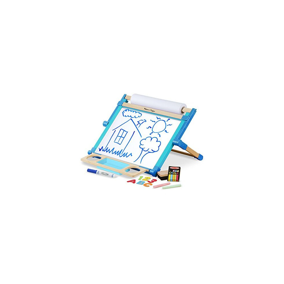 Melissa & Doug Double-Sided Magnetic Tabletop Art Easel - Dry-Erase Board and chalkboard