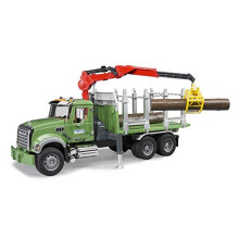 MACK Granite Holztransportlastwagen mit Kran und Holzstämmen - BRUDER - Modell 2824 - Maßstab 1:16