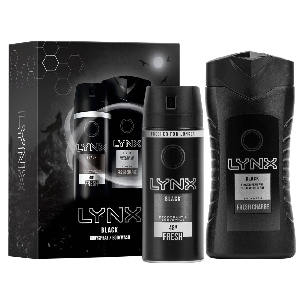 Lynx Black Gift Set, Present For Brothers, Boys & Teens, Shower Gel & Deodorant