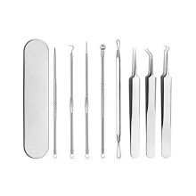 Pinkiou Blackhead Removers Comedone Pimple Popper Tool Extracteurs d'acne Extracteurs Blemish Remover Incrown Hair Tweezers Retross Kit Whitehead