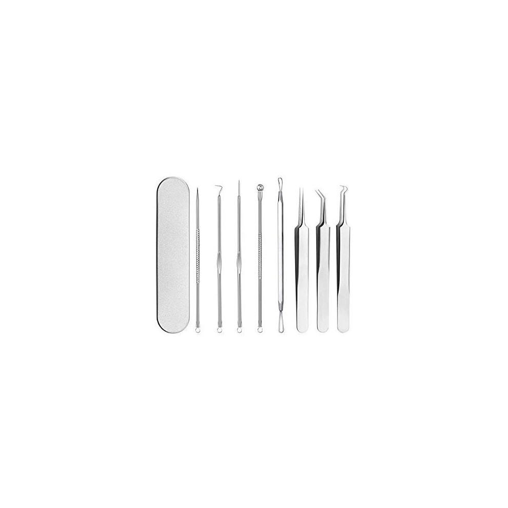 Pinkiou Blackhead Removers Comedone Pimple Removal Extractors Acne Blemish Needles Tool Kit Treatment For Whitehead Popping Zit Nose Face Skincare, 8