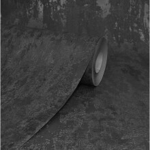 Havana Black Distressed Industrial Metallic Wallpaper Paste Wall