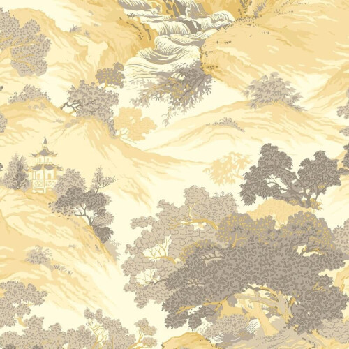 Crown Oriental Chinese Landscape Wallpaper Temples Mountains Forest Trees CWV