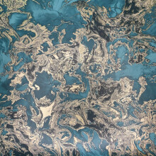 Aqua Liquid Marble Swirl Effect Wallpaper Teal Blue Gold Metallic