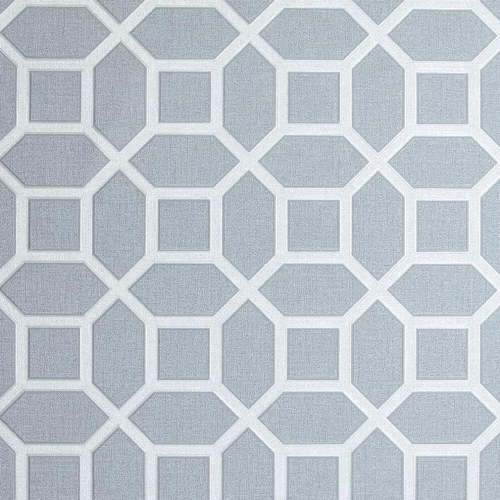 Hotel Luxe Origin Gunmetal Wallpaper Geometric Grey White Glitter Metallic Embossed Vinyl