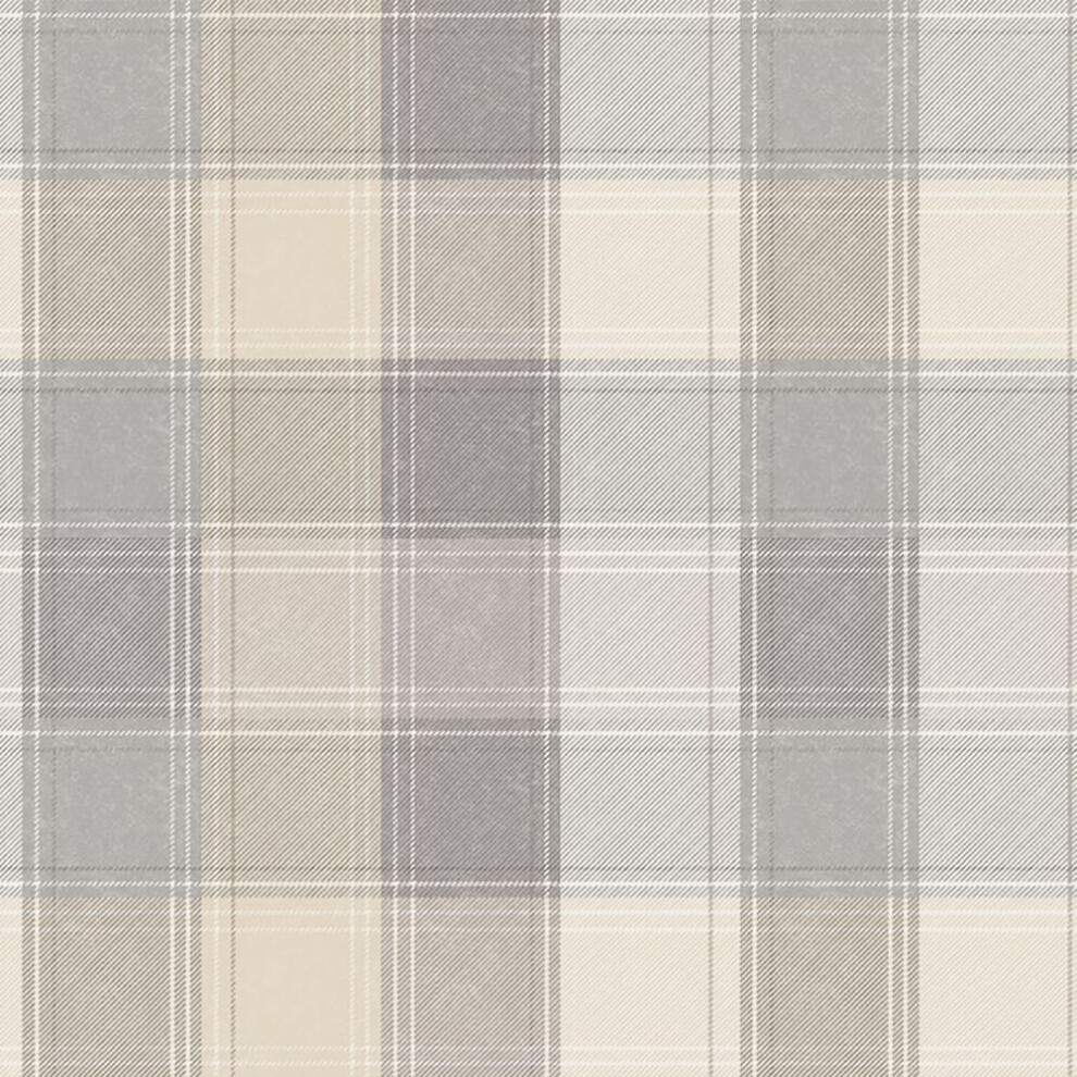 Arthouse Country Check Tartan Plaid Wallpaper Checked Chequered Grey/Beige