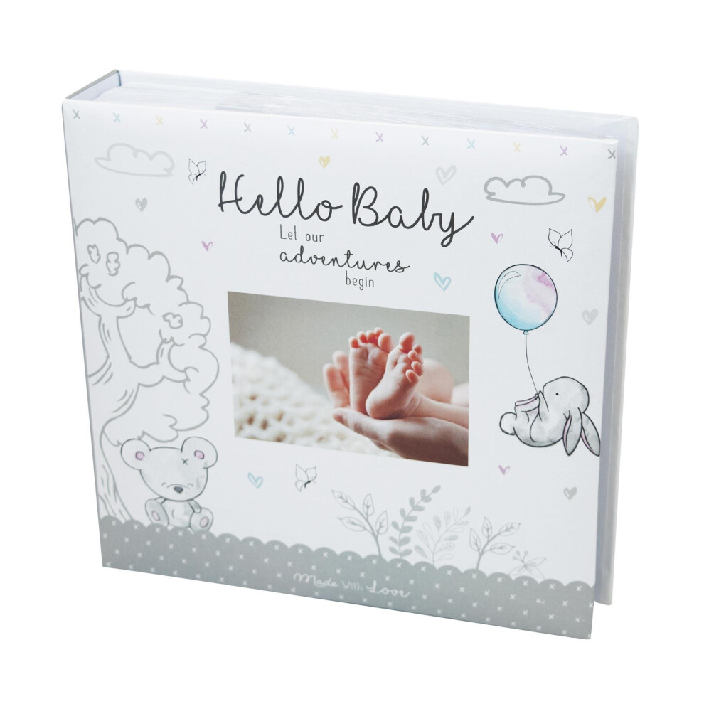 Hugs And Kisses Baby First Photo Album 4X6'' 200 Photos Memo Unisex Birthday Christening White