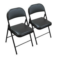(Set of 2 Chairs) Folding Black Faux Leather Chair Event Guest Seat