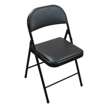 (1 Chair) Folding Black Faux Leather Chair Event Guest Seat