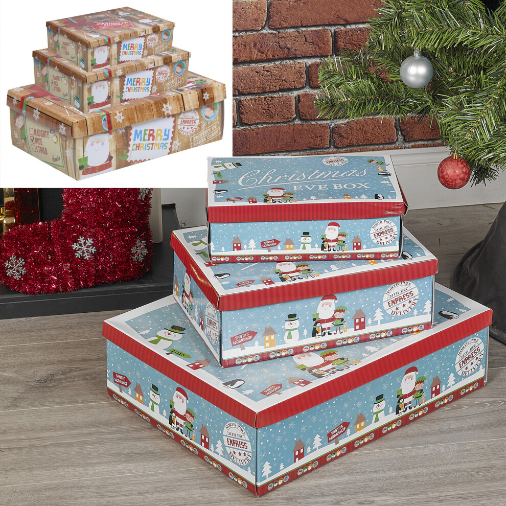 (Brown, X Small) Christmas Storage Box | Festive Storage Container