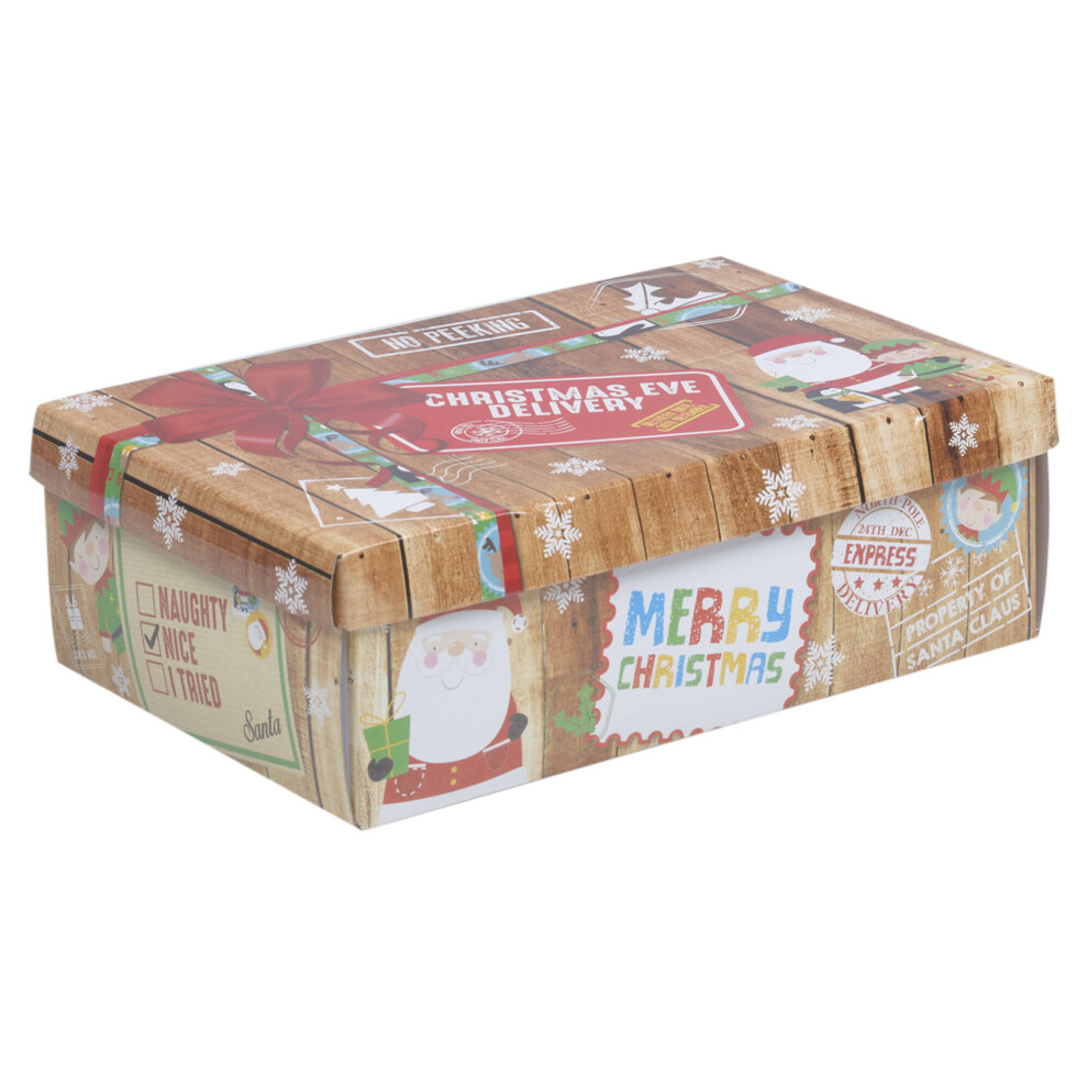 (Brown, Medium ) Christmas Storage Box | Festive Storage Container