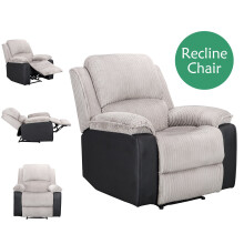 (Light Grey) WestWood Fabric Manual Recliner Sofa Faux Leather Armchair Lounge Cinema Chair