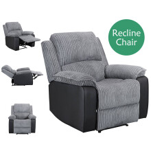 (Grey) WestWood Fabric Manual Recliner Sofa Faux Leather Armchair Lounge Cinema Chair