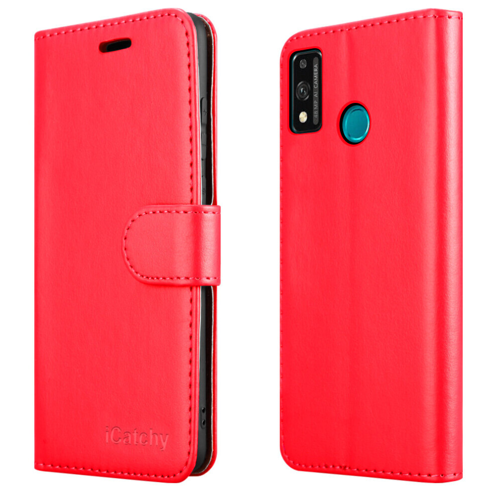 (Red) For Honor 9X Lite Leather Wallet Case Red 5056298006083