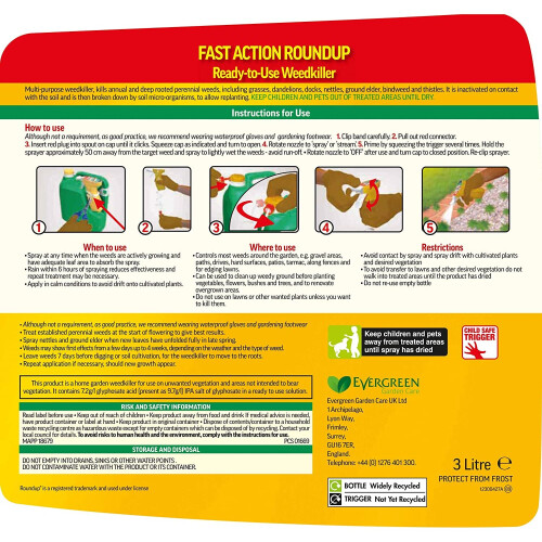 Roundup Fast Action Weedkiller 3L Fast Action Ready To USE 2