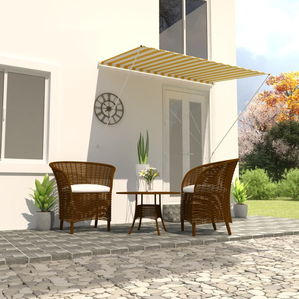 vidaXL Retractable Awning 200x150cm Yellow and White Window Canopy Sun Screen