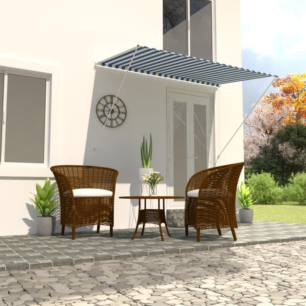 Vidaxl Retractable Awning 250X150cm Blue And White Canopy Shade Sun Screen