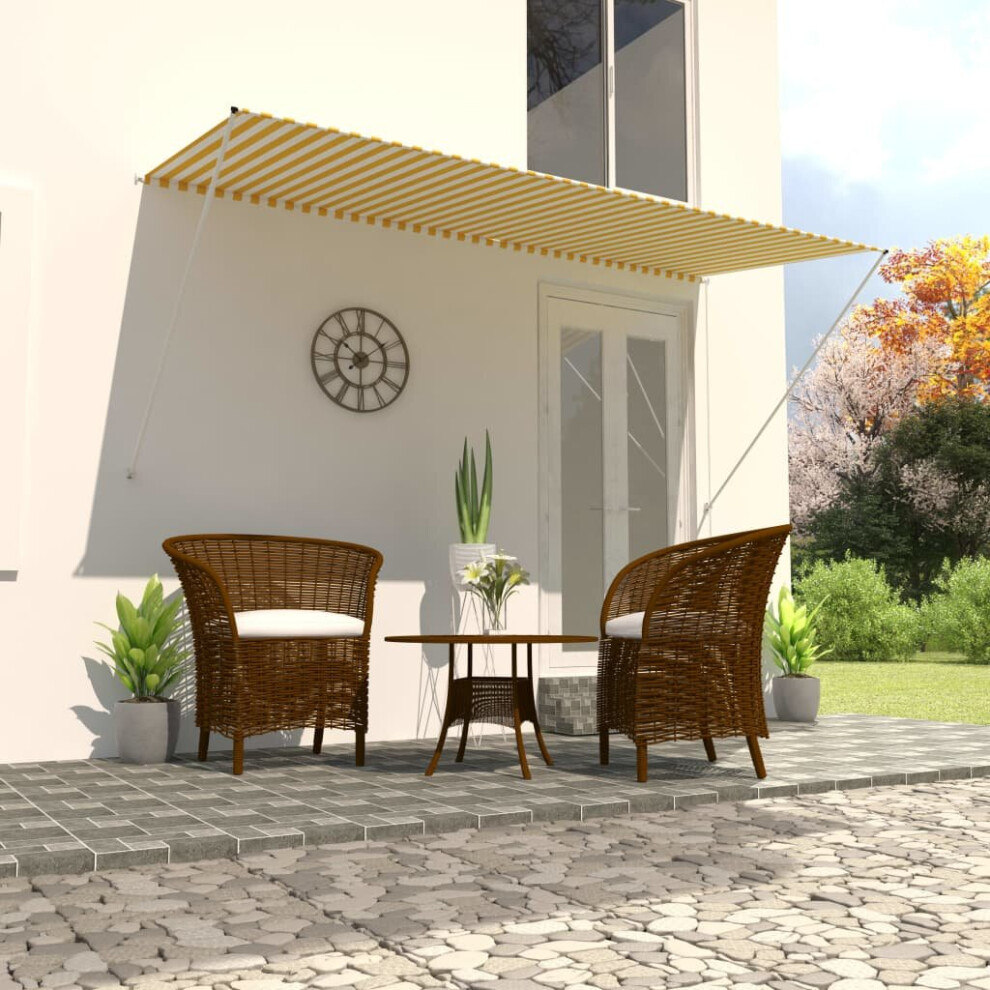 Vidaxl Retractable Awning 300X150cm Yellow And White Window Canopy Sun Screen