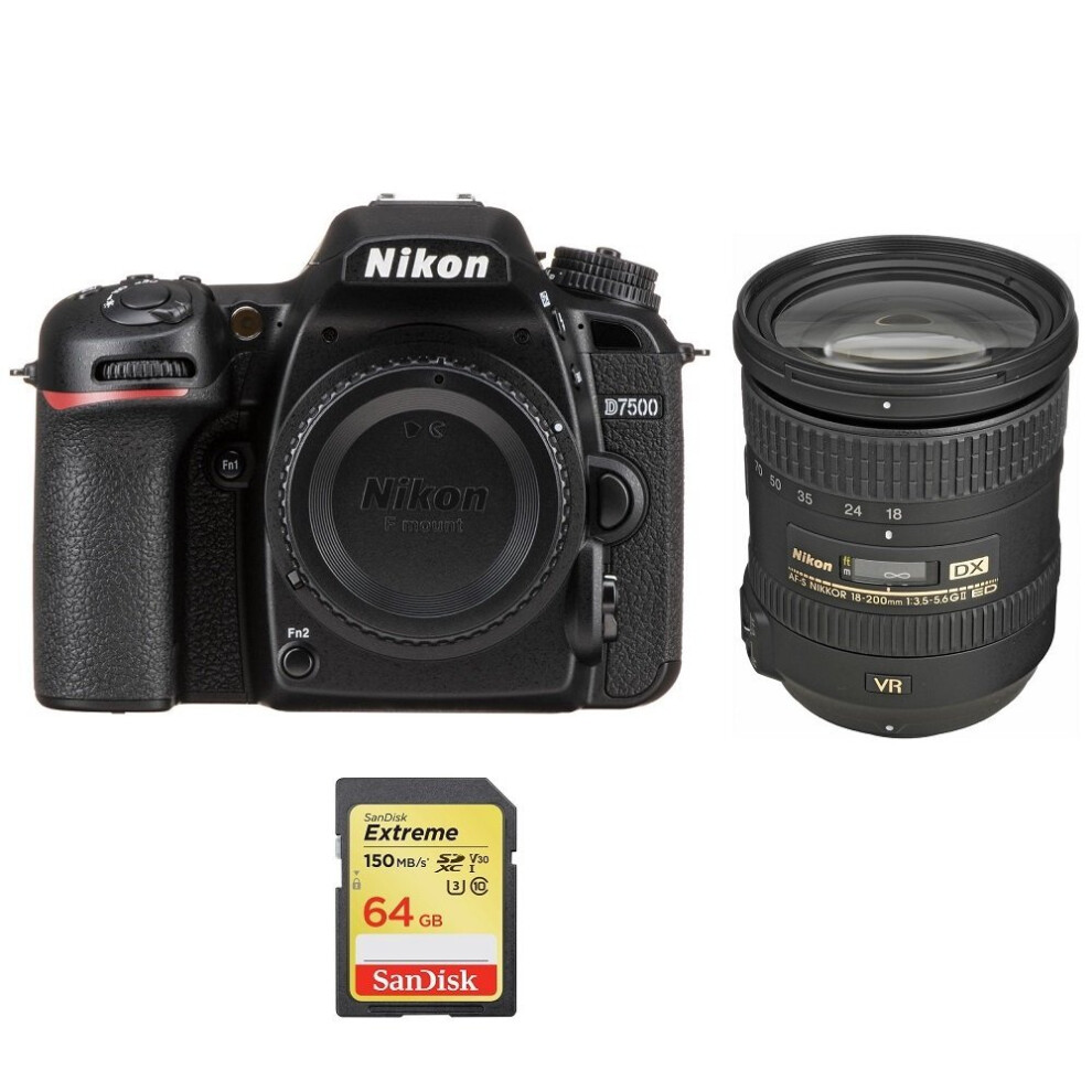 Nikon D7500+Af-S 18-200Mm F3.5-5.6G Ed Vr Ii Dx+Sandisk Extreme 64G Sd