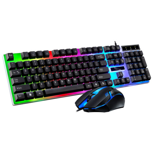 (Black) Led Computer Desktop Wired Gaming Keyboard Mouse