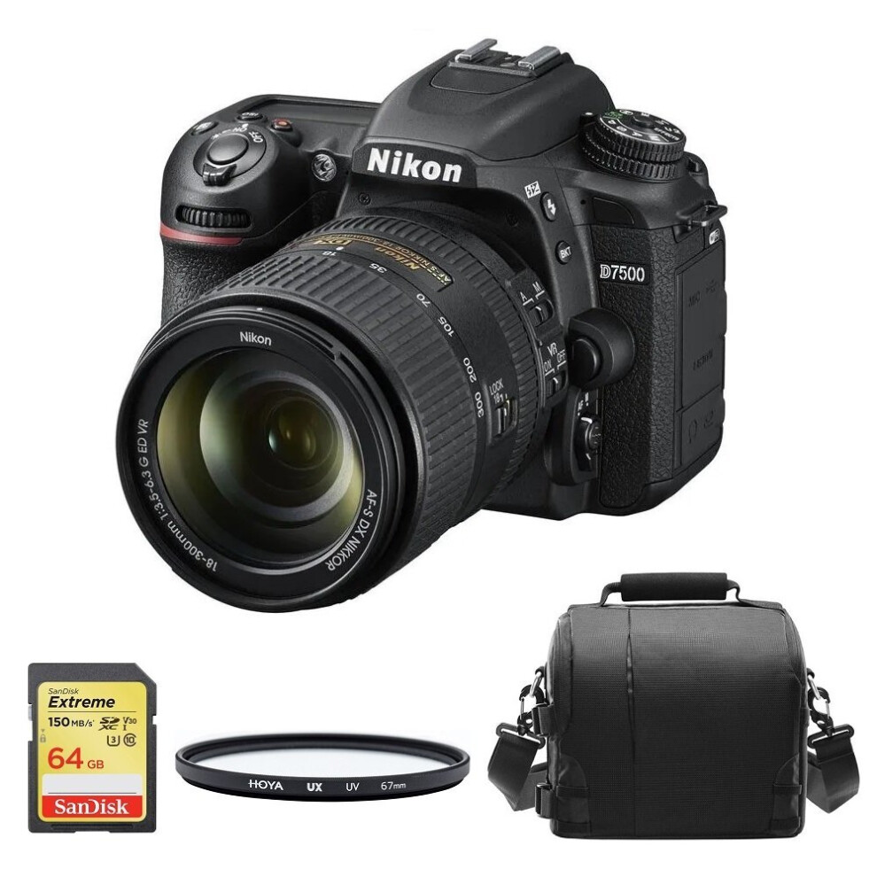 Nikon D7500+Af-S 18-300Mm F3.5-6.3G Ed Vr Dx+64Gb Card+Bag+67Mm Filter