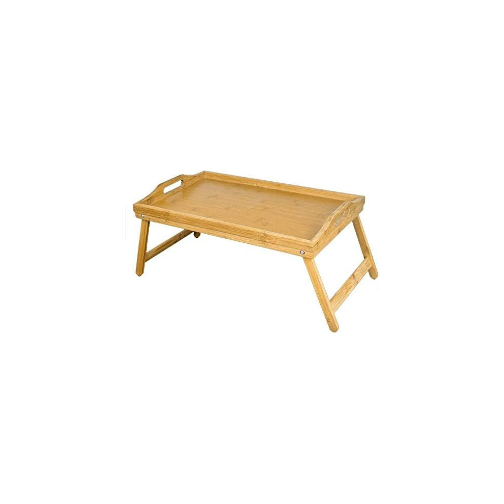 Mantraraj Wooden Bamboo Food Serving TV Tray with Handles Portble and Folding Legs Dinner Breakfast Lap Table Mat for Sofa and Bed - 50x30cm