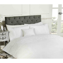 (Single) Limoges Ruffle Rose Embellished Duvet Set in White