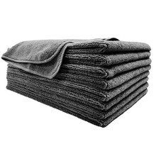Polyte Professional Quick Dry Lint Free Microfiber Hair Drying Salon Towel, 8 Pack (16x29, Dark Gray)