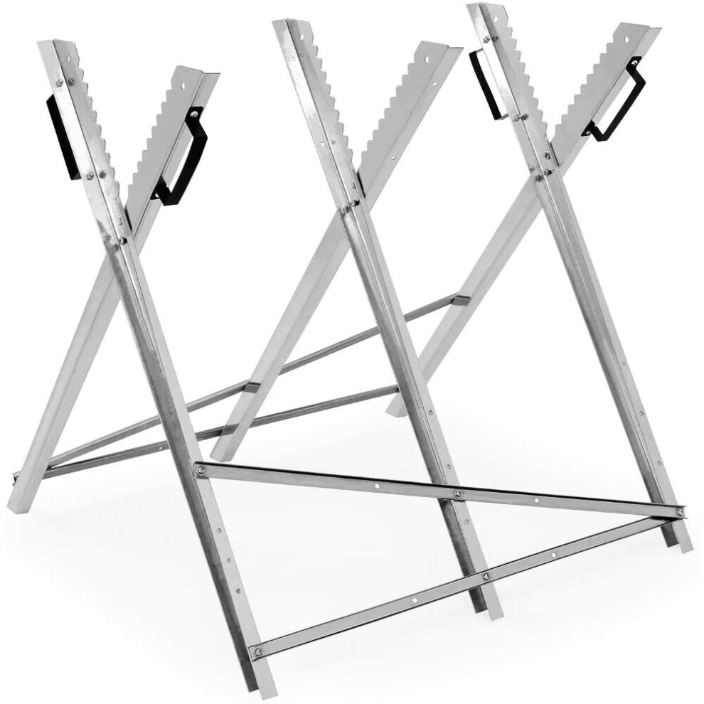 Folding Chain Saw Horse Log Holder Sawing Cutting Stand Galvanized Metal Trestle
