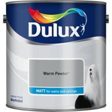 Dulux Matt Emulsion Paint for Walls & Ceilings - Warm Pewter (Water-Based) 2.5L - Wipeable, Smooth Finish, Excellent Coverage