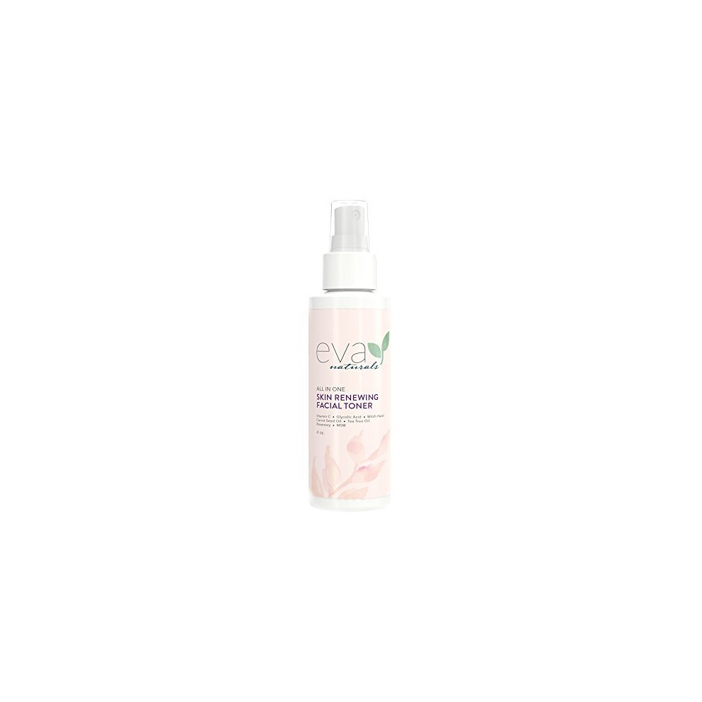 Eva Naturals All-In-One Skin Renewing Facial Toner (4 Ounce) - Face Moisturizer And Natural Skin Cleanser Brightens, Restores And Helps Fight Acne - W
