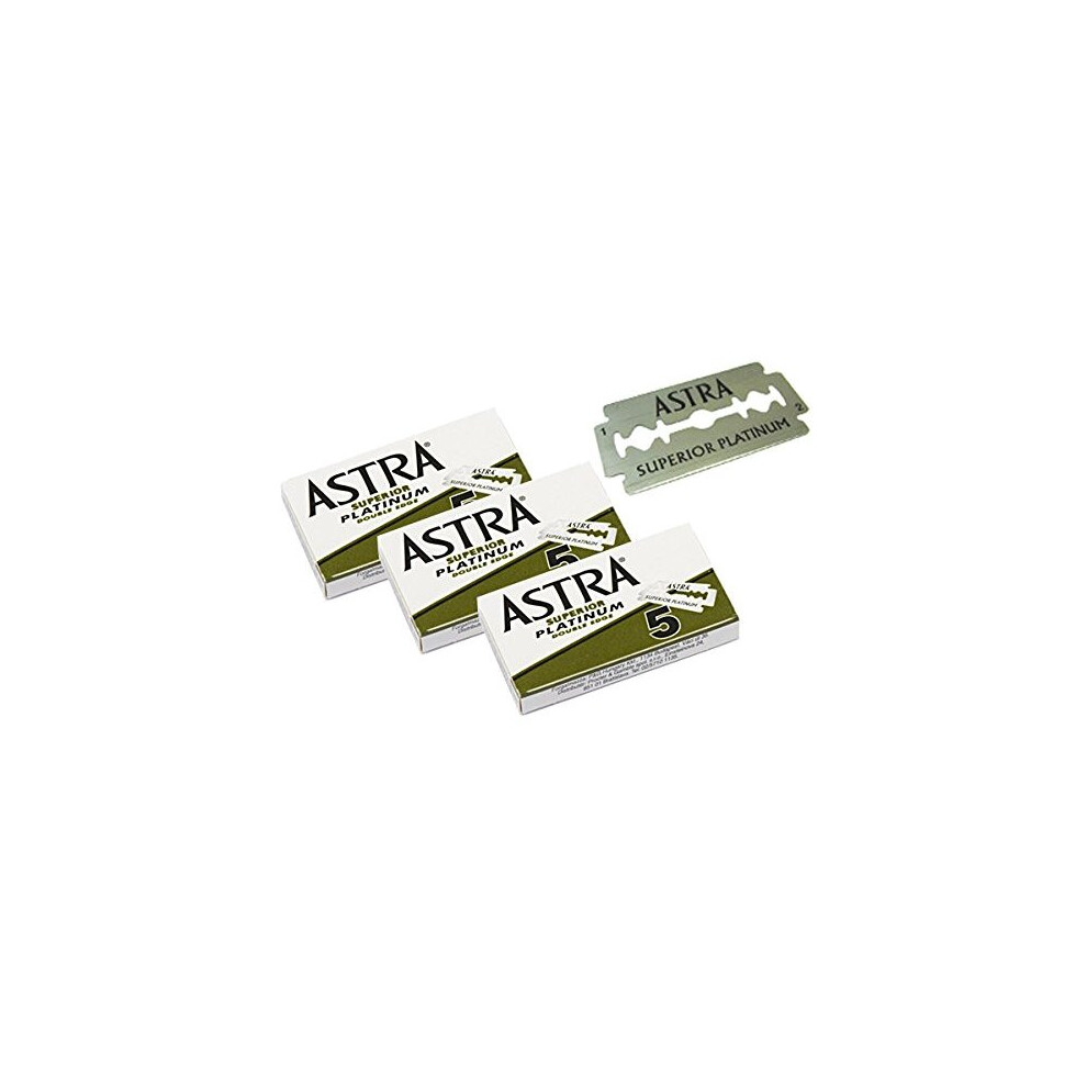 Astra Superior Premium Platinum Double Edge Safety Razor Blades 3 Pack of 5 Blades (3)