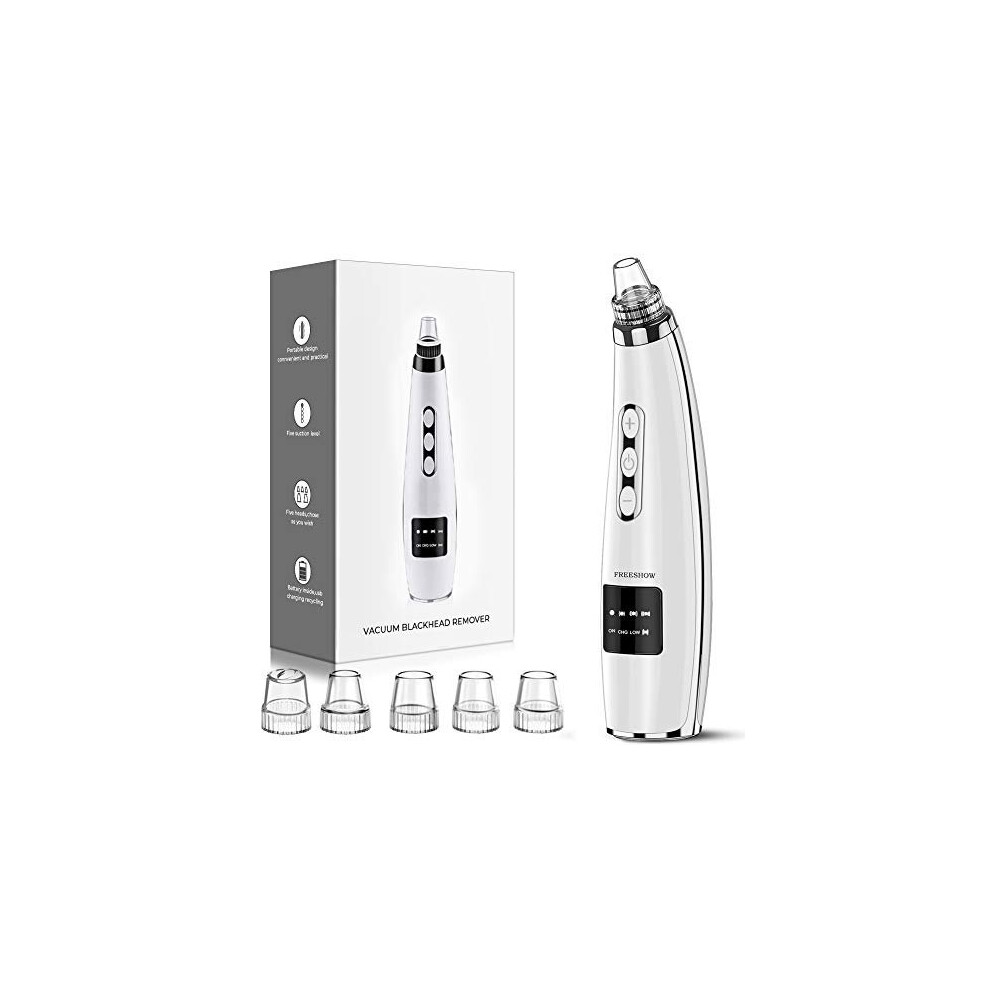 2020 Upgraded Blackhead Remover Pore Vacuum - Electric Pore Cleaner, 5 Adjustable Suction Power & 5 Replacement Probes, USB Rechargeable & LED Display