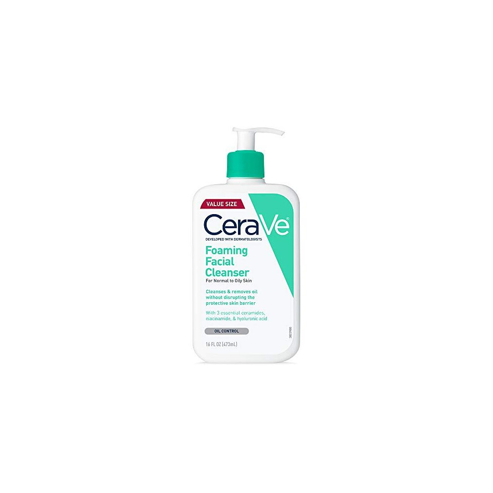 CeraVe Foaming Facial Cleanser | Makeup Remover and Daily Face Wash for Oily Skin | 16 Fluid Ounce