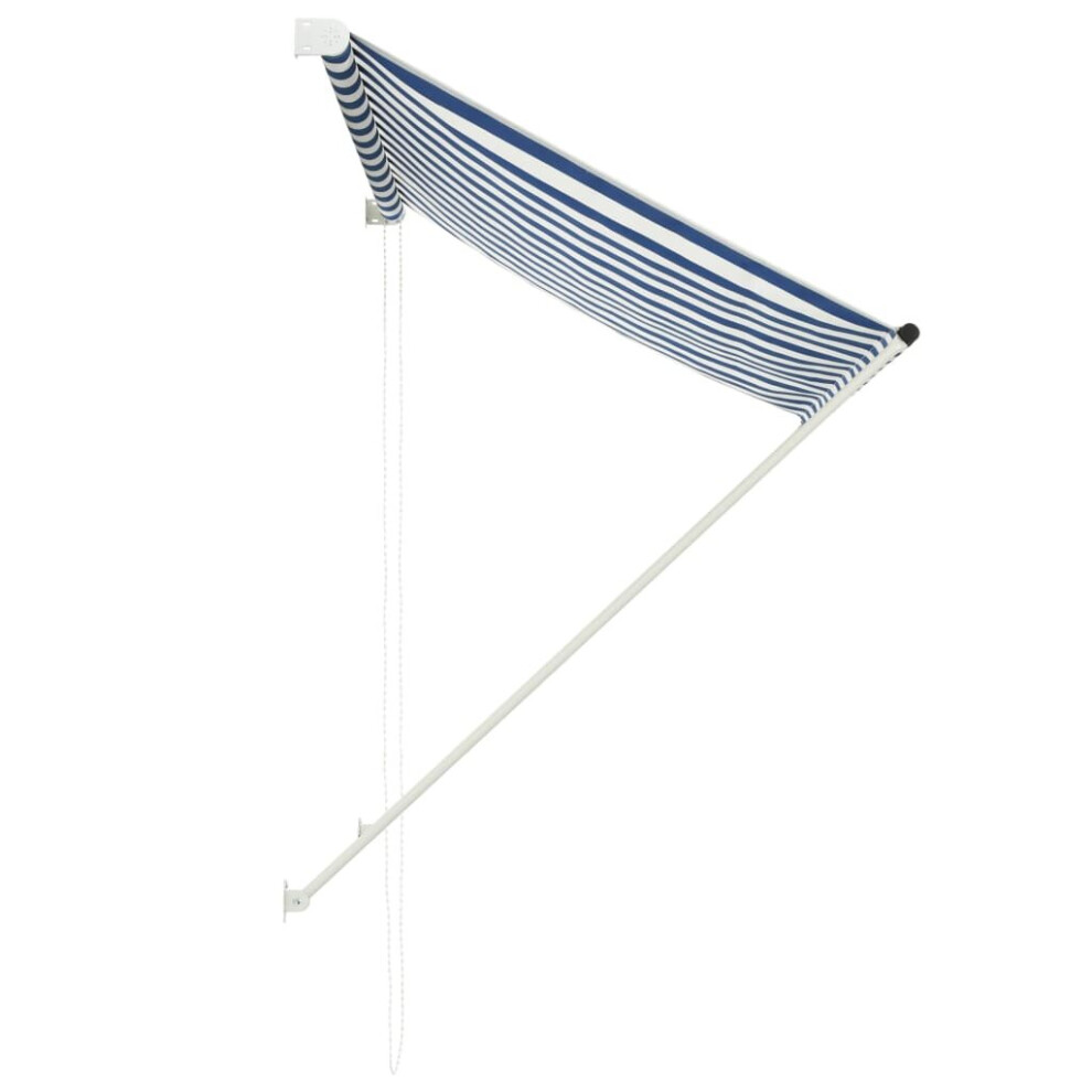 Vidaxl Retractable Awning Blue And White Outdoor Sun Protection Screen Canopy