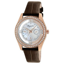 Montre femme - KENNETH COLE - IKC2818 - Bracelet en cuir - Lunette sertie de cristaux - Etanche 3 ATM