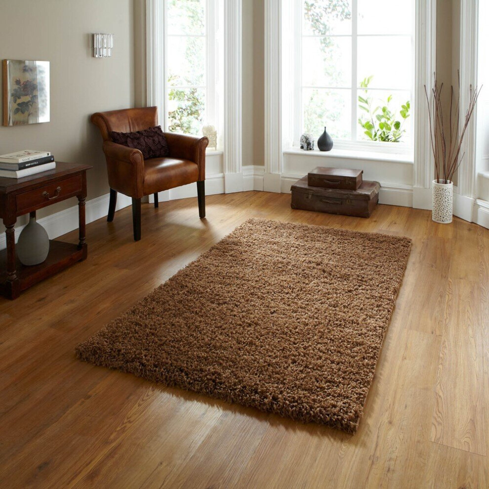 (80x150cm) Vista Shaggy Plain Thick Rugs 2236 Beige Small Large Thick Soft High Pile Mats