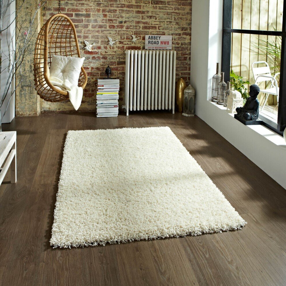 (240x340cm) Vista Shaggy Plain Thick Rugs 2236 Cream Small Large Thick Soft High Pile Mats