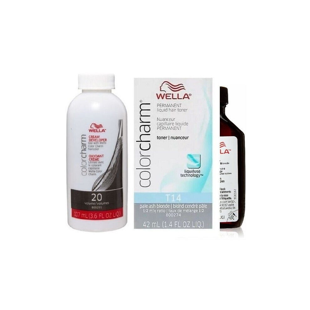 Wella T14 Pale Ash Blonde + Developer (Vol.20) 3.6oz
