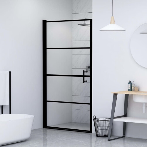 vidaXL brusedør, hærdet glas, 100x178 cm, sort 2