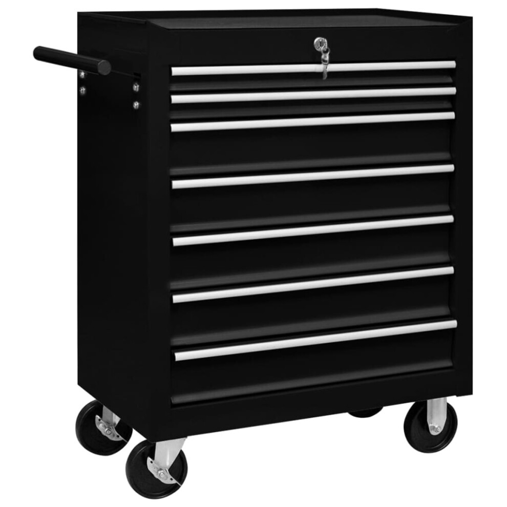 Vidaxl Workshop Tool Trolley With 7 Drawers Black Garage Tool Storage Cabinet 8720286038543