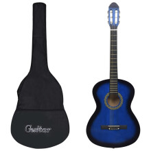 vidaXL Classical Guitar Beginner Set 12 Piece Blue 4/4 39" Music Instrument