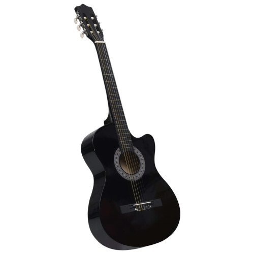vidaXL Western Classical Cutaway Guitar with 6 Strings Black 38" Instrument