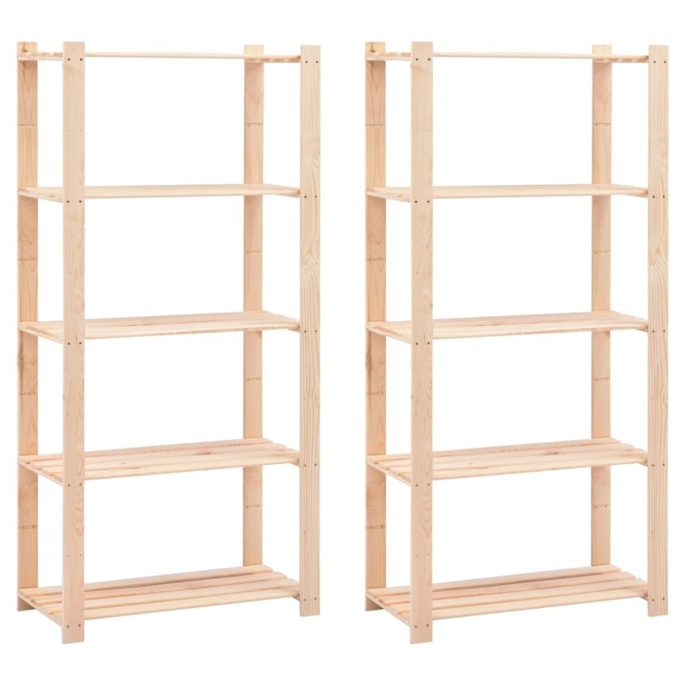 Vidaxl 2X Solid Pinewood 5-Tier Storage Racks 80X38x170cm 250Kg Organiser 8719883822938