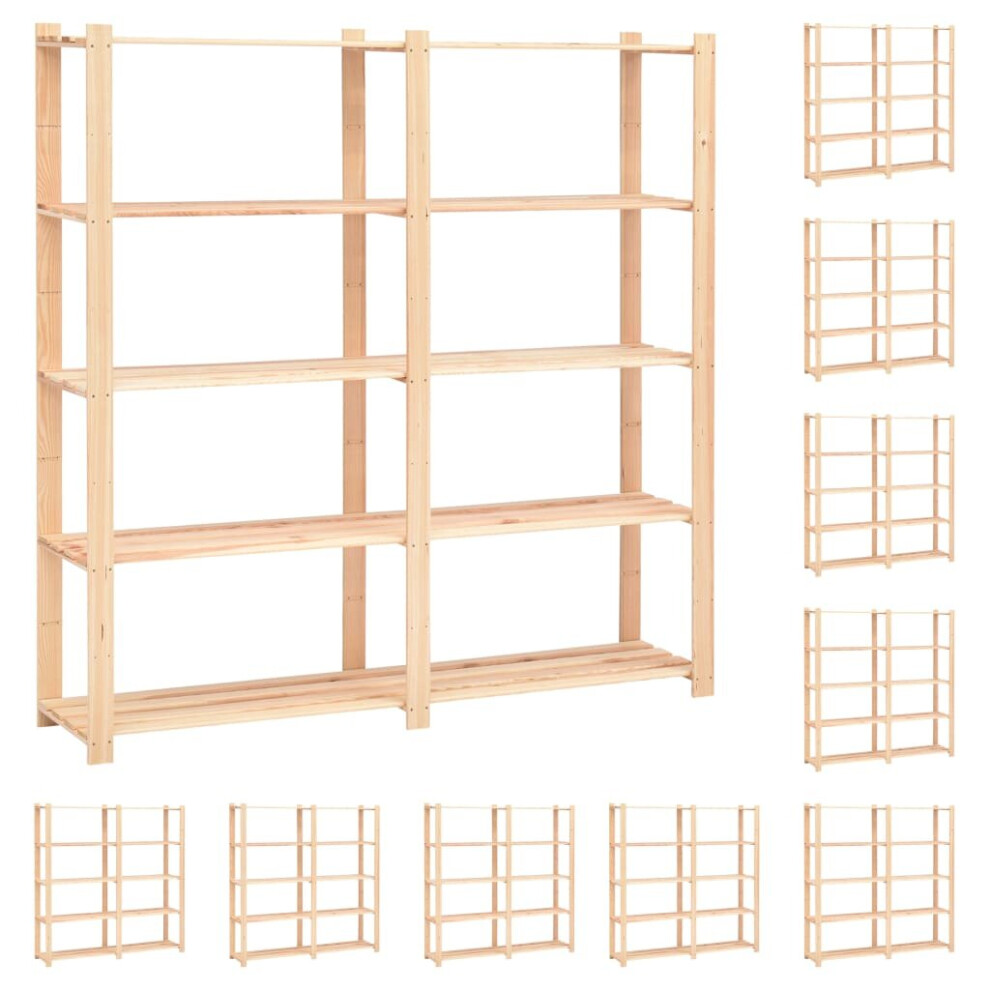 Vidaxl 10X Solid Pinewood 5-Tier Storage Racks 170X38x170cm 500Kg Shelf 8719883854670