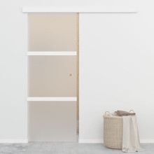 vidaXL Sliding Door with Soft Stops ESG Glass and Aluminium Silver Track Gate